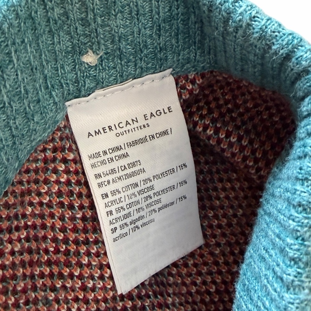 American Eagle Super High Rise Sweater Leggings Knit Pants Polar Bear Blue Large - Picture 6 of 6